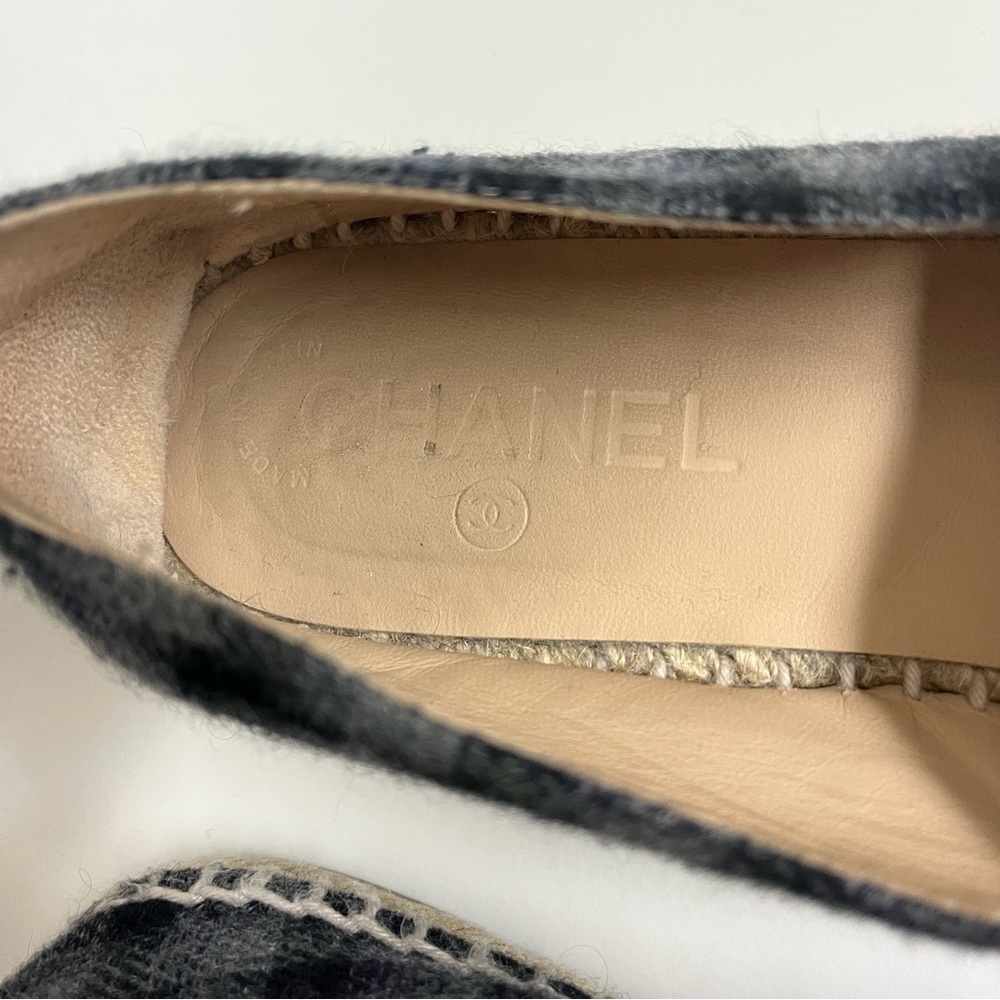 Chanel CC Logo Plaid Wool Espadrilles Size 39 - Picture 6 of 12